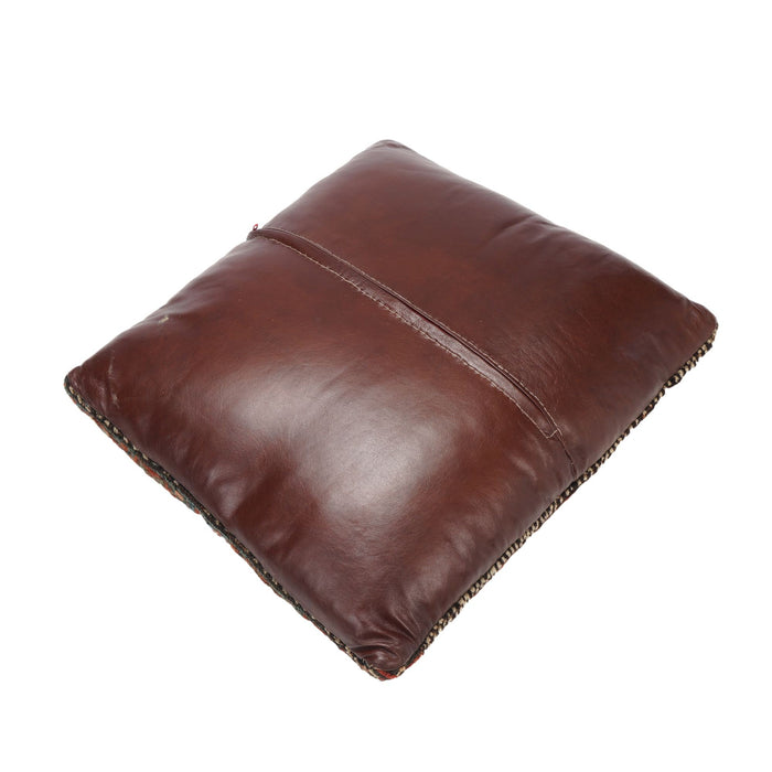 Vintage Balochistan floor pillow with leather back (c. 1890)
