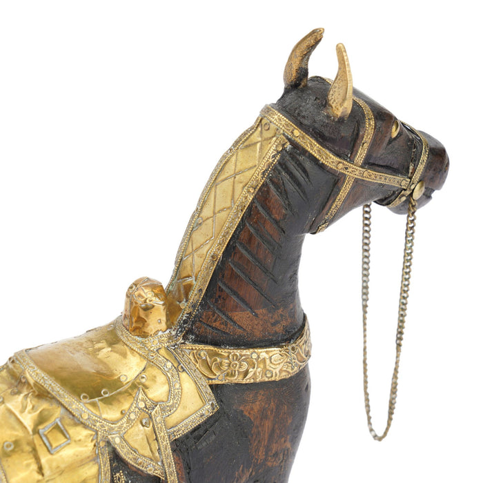 Anglo-Indian carved mango wood Marwari war horse figurine (1800's)