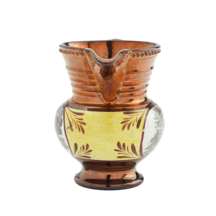 Historic Staffordshire copper luster milk jug (c. 1825)