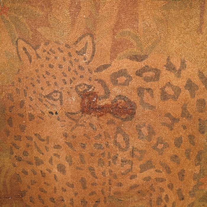 Large vintage hooked wall hanging of a jungle scene (c. 1950)