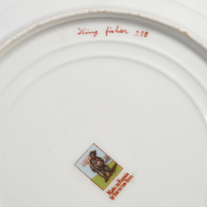 Pair of Russian ornithological plates by Kornilov Porcelain Factory (1905)
