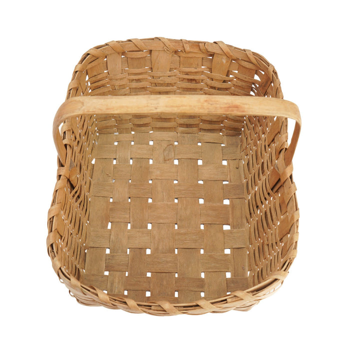 Native American carved loop handle splint ash basket (1900-1920)