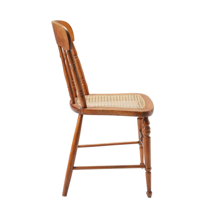 Set of 4 New England cane seat country Sheraton maple fancy chairs (c. 1840-60)