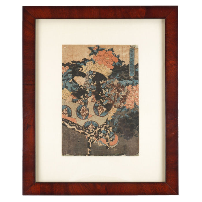 Set of three Japanese framed woodblock prints by Utagawa Toyokuni (1786-1865)