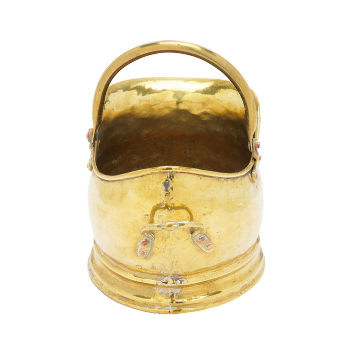 English helmet form brass coal hod (1800's)