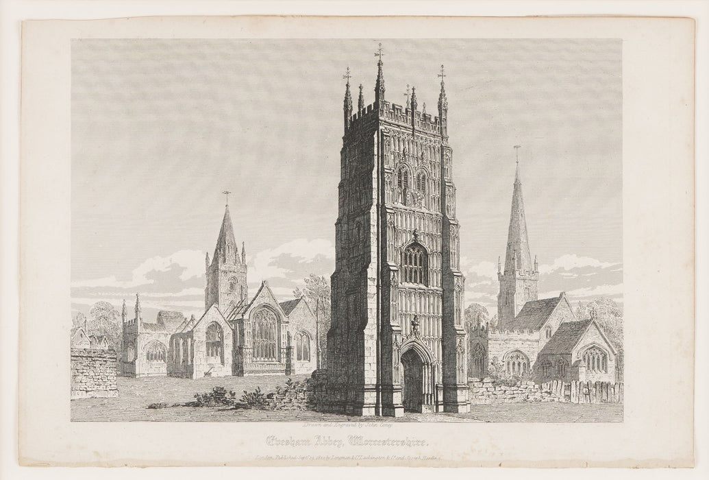Set of four engravings of English Gothic ecclesiastical buildings by John Coney (1819)