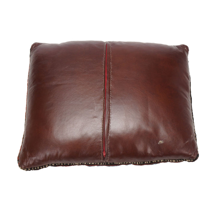 Vintage Balochistan floor pillow with leather back (c. 1890)
