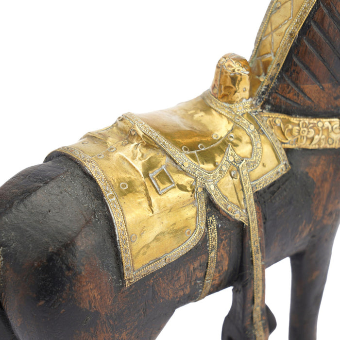 Anglo-Indian carved mango wood Marwari war horse figurine (1800's)