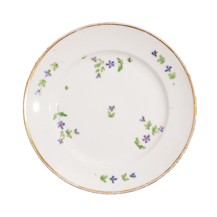 Set of five Bourbon Sprig Paris porcelain tea plates by Charles Field Haviland (c. 1790)