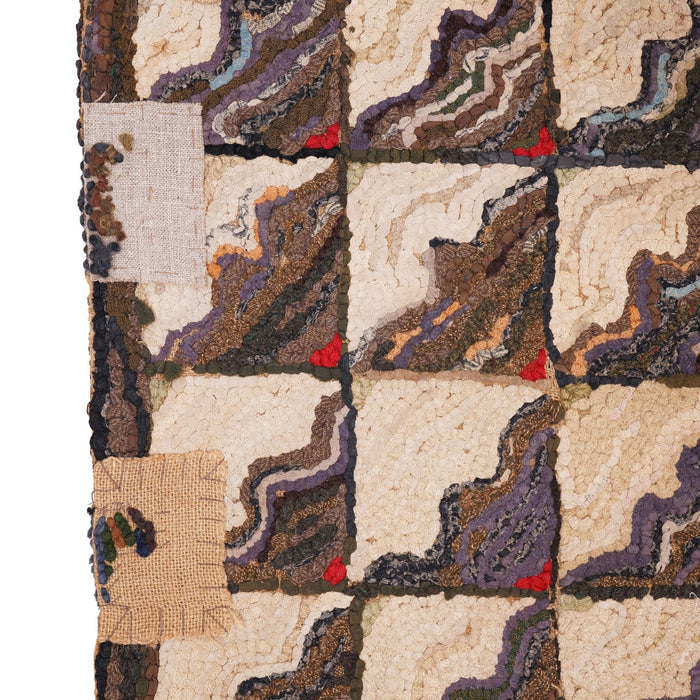 American hand loomed hooked rug, c. 1880