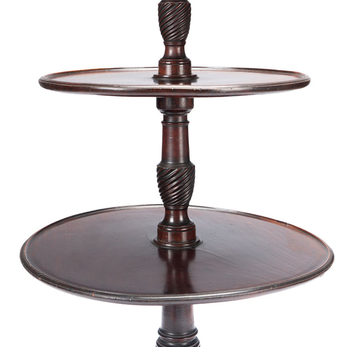 English Georgian three tiered dumb waiter on cabriole legs (c. 1760-80)