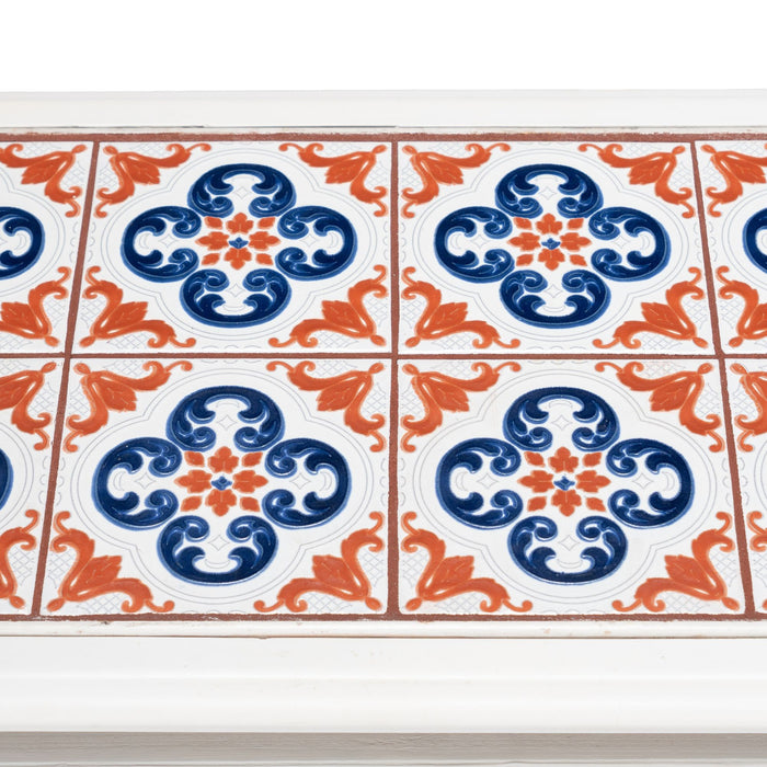 Painted Queen Anne style hardwood tiled coffee table (1950's)