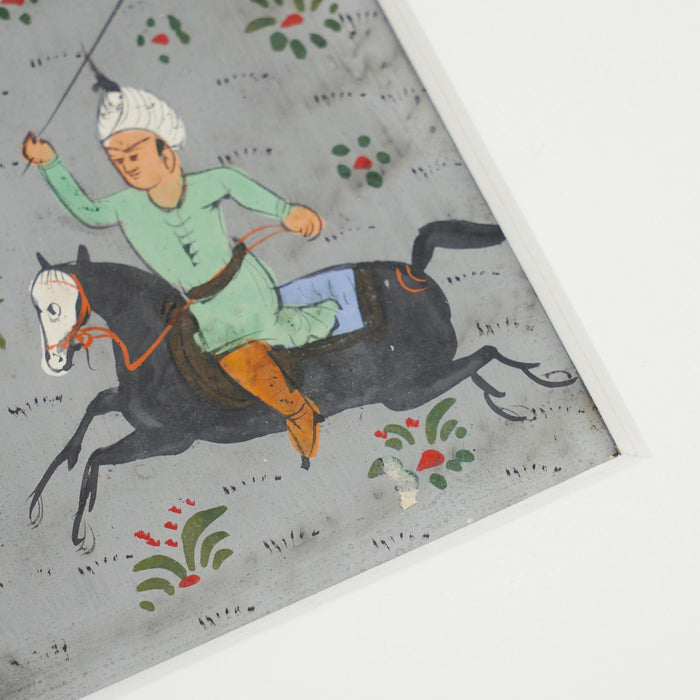 Pair of Persian gouache paintings of polo players (c. 1800's)