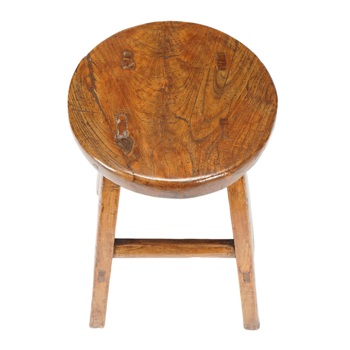 Chinese elm wood circular seat stool (c. 1875-1900)