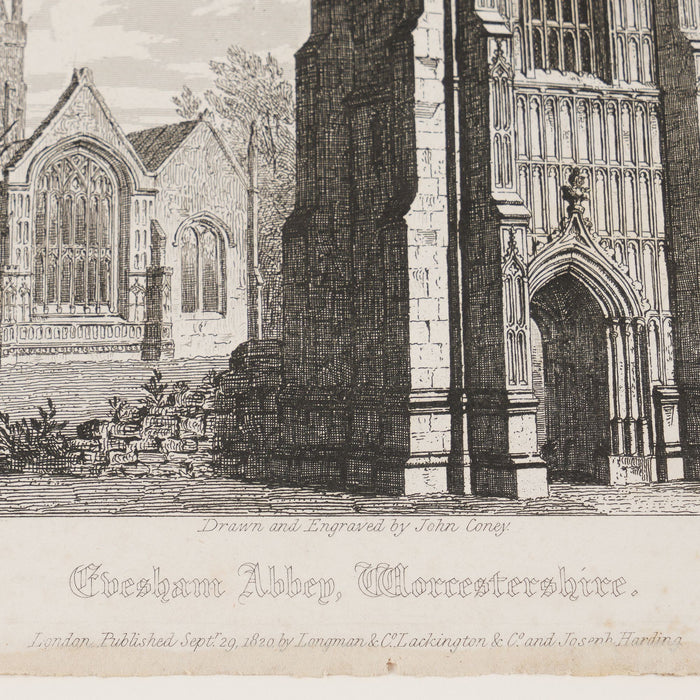 Set of four engravings of English Gothic ecclesiastical buildings by John Coney (1819)