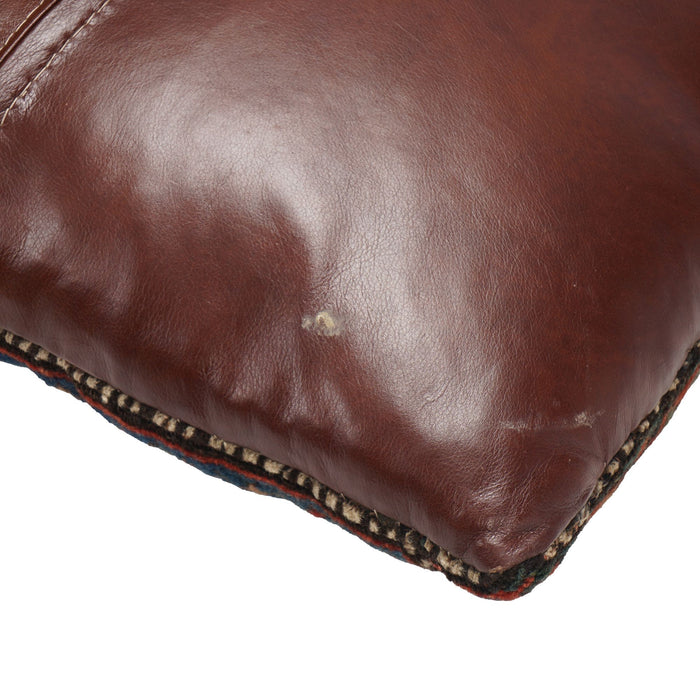 Vintage Balochistan floor pillow with leather back (c. 1890)