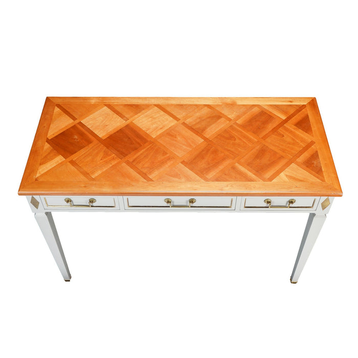 French fruitwood marquetry top writing table (1950’s)