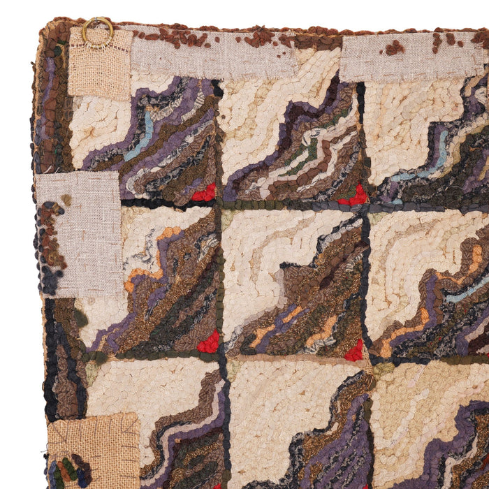 American hand loomed hooked rug, c. 1880