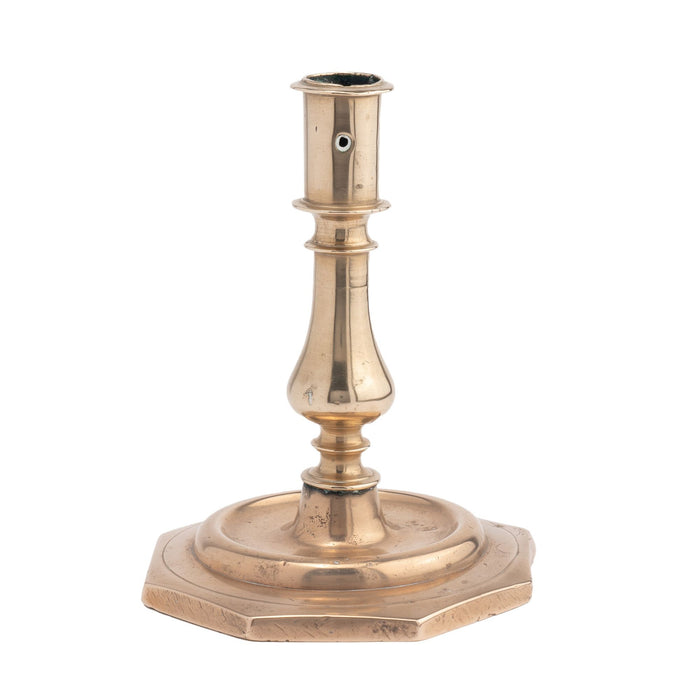 French or English cast bell metal candlestick (c. 1680-1720)