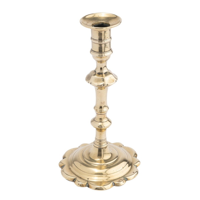 English Queen Anne cast brass candlestick (c. 1770)