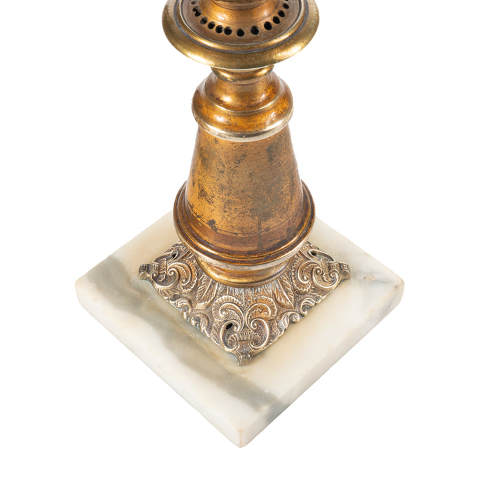American brass astral lamp on marble base (c. 1840)