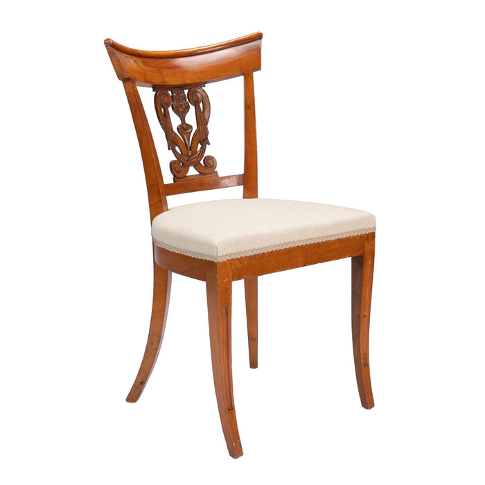 Pair of French Neoclassical upholstered seat side chairs (c. 1795-1810)