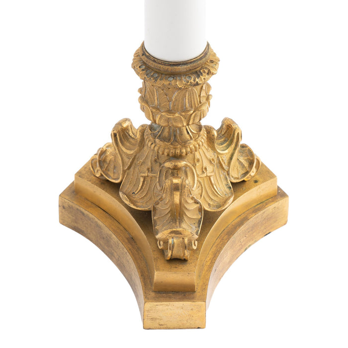 French gilt bronze & opaline glass candelabra (c. 1815)