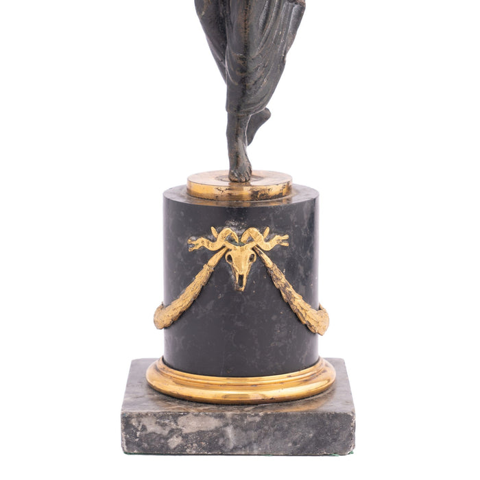 French Empire parcel gilt bronze figural candlestick (c. 1800-10)