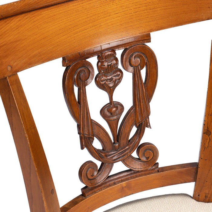Pair of French Neoclassical upholstered seat side chairs (c. 1795-1810)