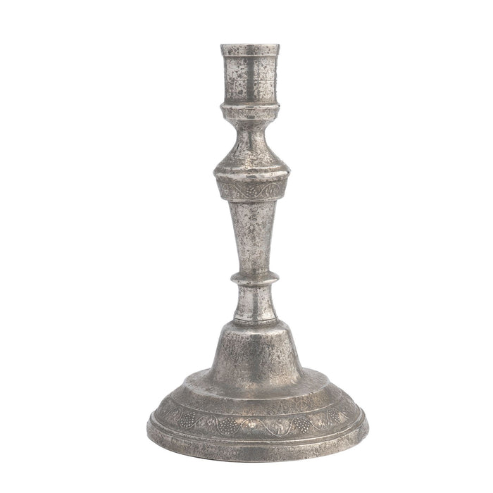 French cast pewter candlestick with grape vine motif (c. 1770)