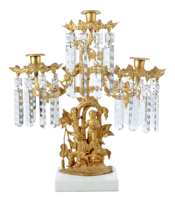 American gilt brass girandole candelabra by Cornelius & Co (c. 1840)