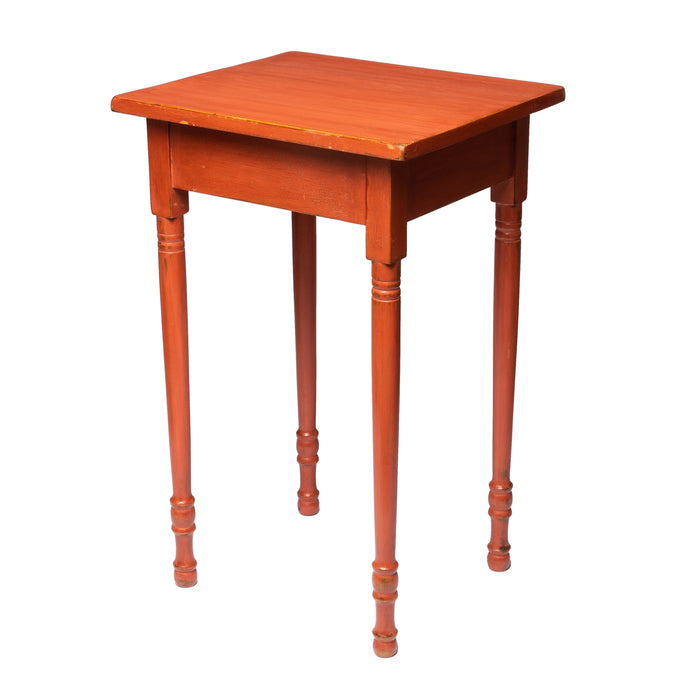 American country Sheraton stand in oxide red stain (c. 1825)