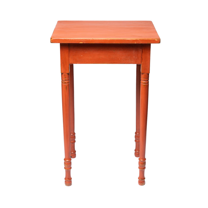 American country Sheraton stand in oxide red stain (c. 1825)