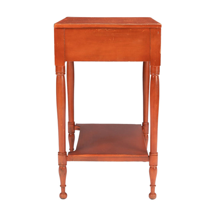 American Sheraton oxide stained one drawer stand with stretcher shelf (c. 1820)