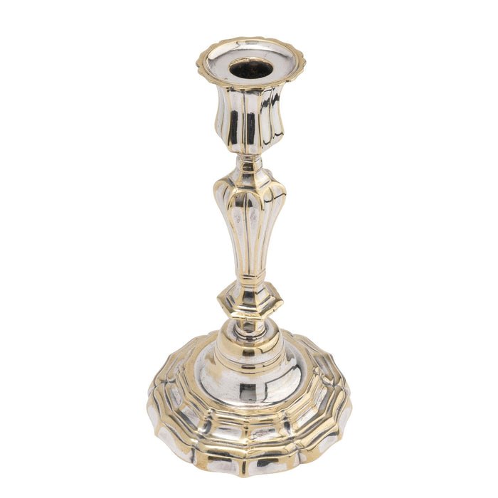 Pair of French silvered brass candlesticks (c. 1720)