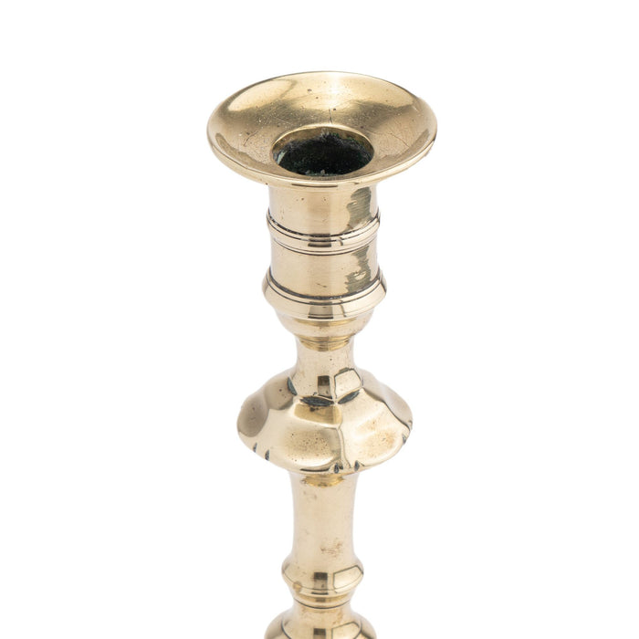 English Queen Anne cast brass candlestick (c. 1770)