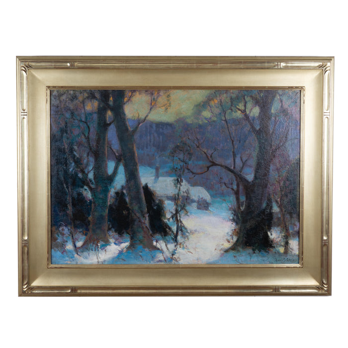 Oil on canvas winter landscape by John Fabian Carlson (1920's)