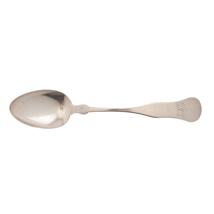 American coin silver modified fiddle back serving spoon by N. Harding (c. 1830-60)