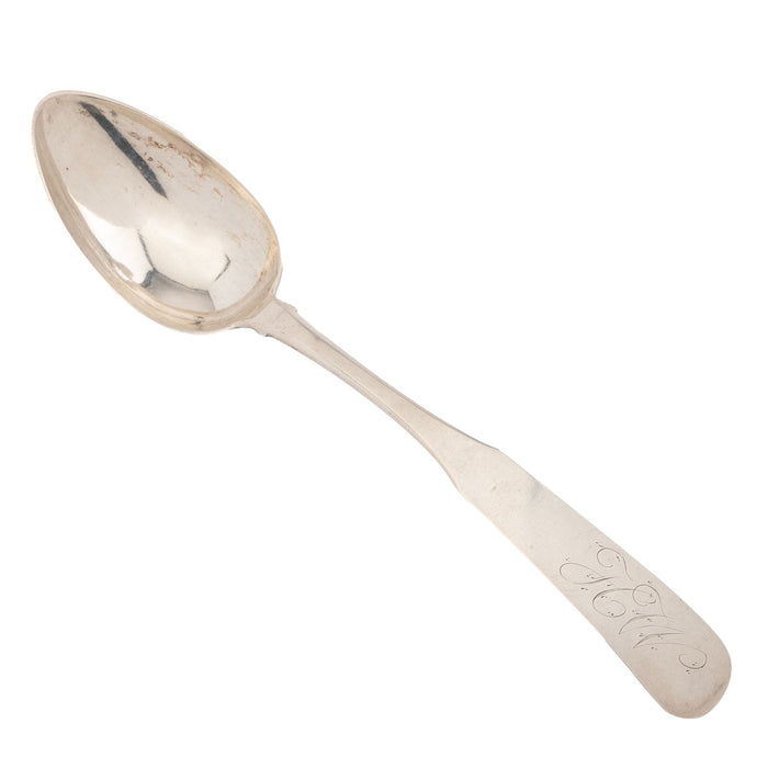 American coin silver spoon with an elongated fiddle back (c. 1830)