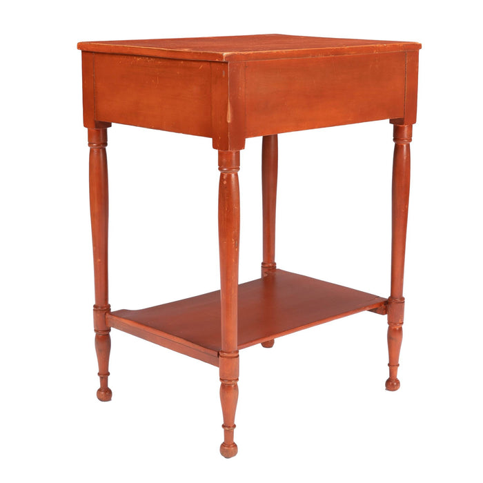 American Sheraton oxide stained one drawer stand with stretcher shelf (c. 1820)