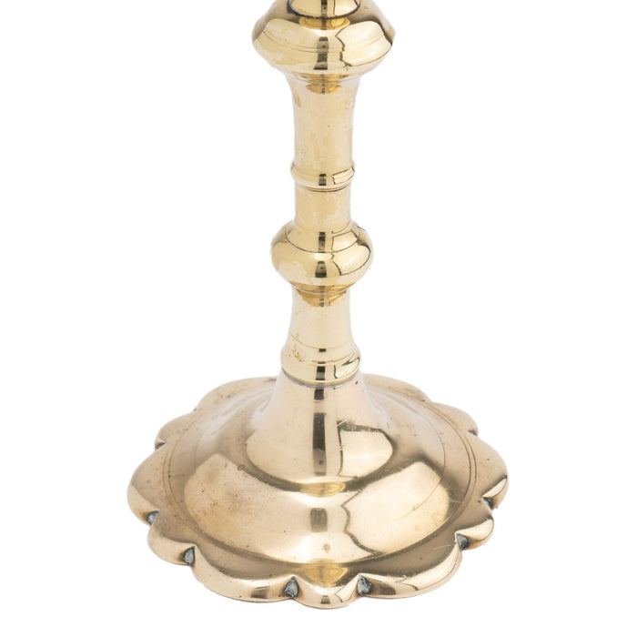 English Queen Anne cast brass candlestick (c. 1760)
