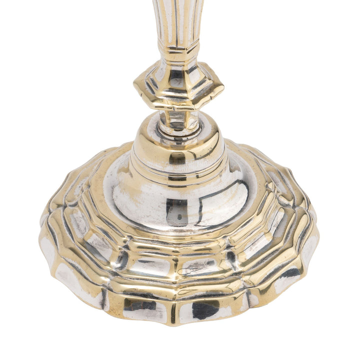 Pair of French silvered brass candlesticks (c. 1720)