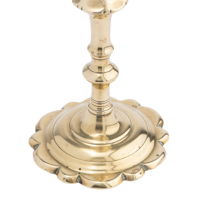 English Queen Anne cast brass candlestick (c. 1770)