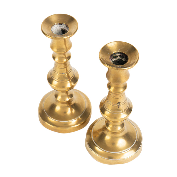 Pair of miniature Georgian cast brass taper sticks (c. 1820)