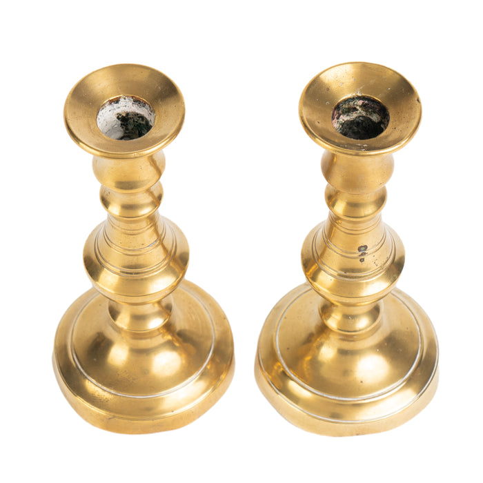 Pair of miniature Georgian cast brass taper sticks (c. 1820)