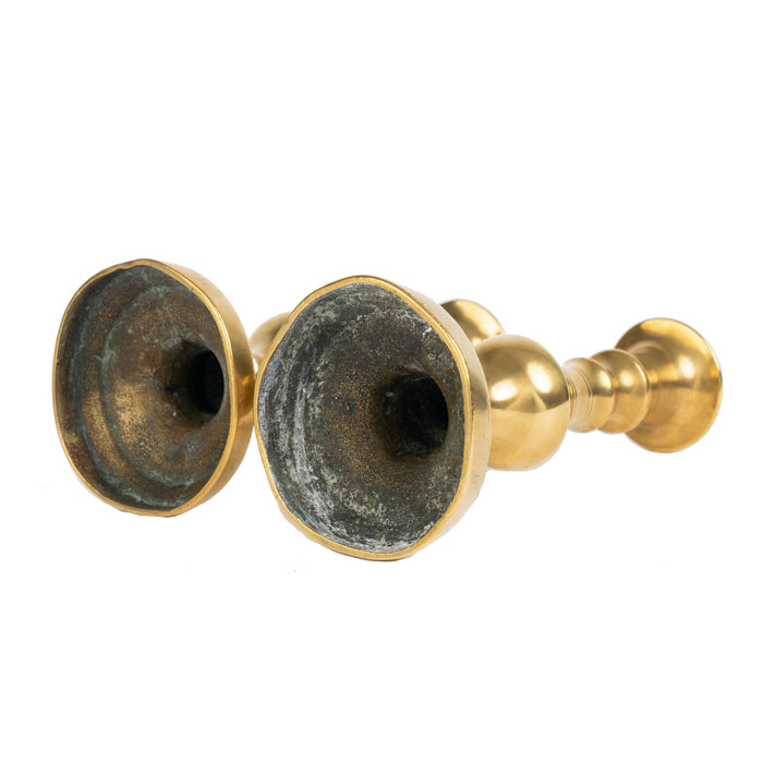 Pair of miniature Georgian cast brass taper sticks (c. 1820)