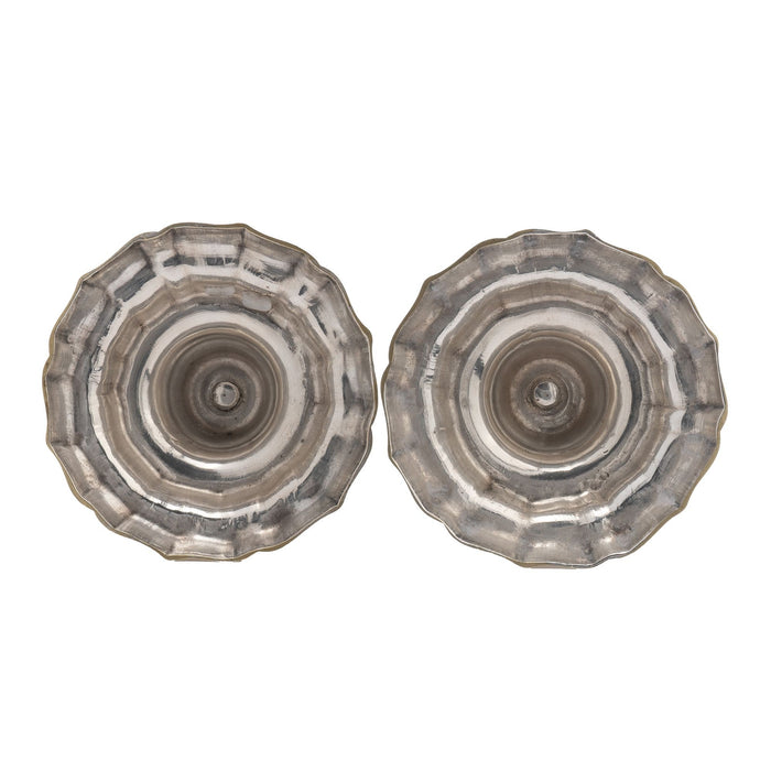 Pair of French silvered brass candlesticks (c. 1720)