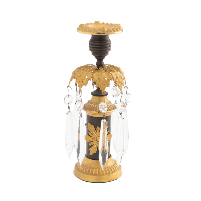 English Regency candlesticks with crystal lusters (c. 1800)