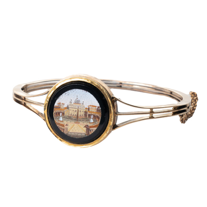 Micro mosaic of St. Peter’s Cathedral set in a gold bangle bracelet (c. 1860)