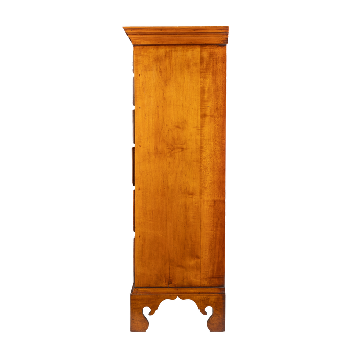 American Chippendale maple tray top tall chest with divided top drawer (c. 1770-80)